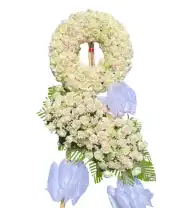 Vòng Hoa Mix Trắng Hồng Sang – Trang Trọng - Mã: I-071 - Giá: 1.900.000đ