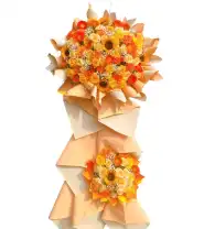 Kệ Hoa Chúc Mừng Tone Vàng Cam 2 Tầng - Mã: I-126 - Giá: 1.300.000đ