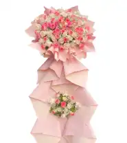 Kệ Hoa Chúc Mừng Tone Hồng Đẹp 2 Tầng - Mã: I-127 - Giá: 1.300.000đ