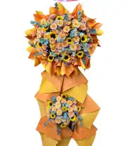 Kệ Hoa Chúc Mừng Tone Vàng Cam 2 Tầng