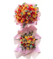 Kệ Hoa Chúc Mừng Tone Hồng Đỏ 2 Tầng - Mã: I-131 - Giá: 1.300.000đ