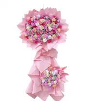 Kệ Hoa Chúc Mừng Tone Hồng Đẹp 2 Tầng