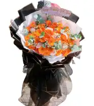 Bó Hoa Mừng Sinh Nhật Tone Cam Đen - Mã: I-209 - Giá: 900.000đ